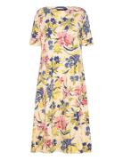 Floral Stretch Cotton Midi Dress Knælang Kjole Multi/patterned Lauren Women