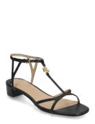 Fallon Nappa Leather Sandal Flade Sandaler Black Lauren Ralph Lauren