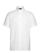 Ss Seersucker Check Shirt Tops Shirts Short-sleeved White French Connection