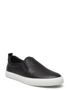 Haddley Tumbled Leather Slip-On Sneaker Sneakers Black Lauren Ralph Lauren