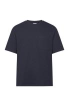 Slhloosesaul Slub Ss O-Neck Tee Tops T-Kortærmet Skjorte Navy Selected Homme