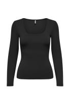 Onlea L/S 2-Way Deep Neck Top Jrs Noos Tops T-shirts & Tops Long-sleeved Black ONLY