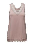 Rwbillie Sl Lace V-Neck Top Tops T-shirts & Tops Sleeveless Pink Rosemunde