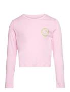 Printed Longsleeve Tops T-shirts Long-sleeved T-Skjorte Pink Tom Tailor