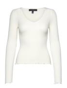Vmevie Ls V-Neck Pullover Ga Noos Tops Knitwear Jumpers White Vero Moda