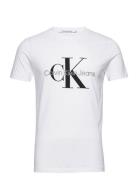 Core Monologo Slim Tee Tops T-Kortærmet Skjorte White Calvin Klein Jeans