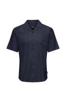 Onscaiden Ss Solid Resort Linen Noos Tops Shirts Short-sleeved Navy ONLY & SONS