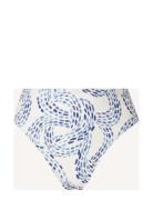 Sara High-Waisted Printed Bikini Bottom Swimwear Bikinis Bikini Bottoms High Waist Bikinis Blue Lexington Clothing