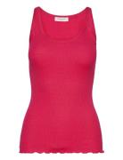 Silk Top W/ Elastic Band Tops T-shirts & Tops Sleeveless Pink Rosemunde