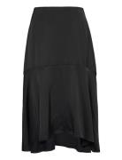 Bonnie Midi Skirt With Frill Knælang Nederdel Black Malina