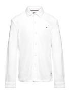 Solid Waffle Shirts L/S Tops Shirts Long-sleeved Shirts White Tommy Hilfiger