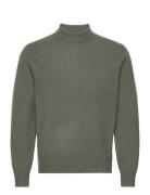 Wool-Blend Sweater With Perkins Collar Tops Knitwear Round Necks Khaki Green Mango