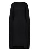 Norah Cape Detail Midi Dress Knælang Kjole Black Malina