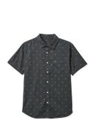 Charter Print S/S Wvn Tops Shirts Short-sleeved Black Brixton