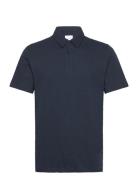 Regular Linen Look Polo - Gots/Vega Tops Polos Short-sleeved Blue Knowledge Cotton Apparel