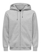 Onsceres Zip Thr. Hoodie Sweat Noos Tops Sweatshirts & Hoodies Hoodies Grey ONLY & SONS