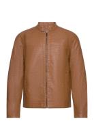 Onsmike Pu Racer Jacket Otw Noos Læderjakke Skindjakke Brown ONLY & SONS