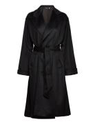Peak-Lapel Wool-Blend Wrap Coat Outerwear Coats Winter Coats Black Polo Ralph Lauren