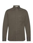 Reg Herringb Flannel Shirt Tops Shirts Casual Brown GANT