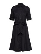 Belted Cotton-Blend Shirtdress Designers Knee-length & Midi Blue Lauren Ralph Lauren