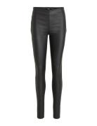 Objbelle Mw Coated Leggings Noos Bottoms Trousers Leather Leggings-Bukser Black Object