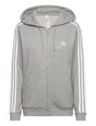 Essentials 3-Stripes French Terry Regular Full-Zip Hoodie Sport Sweatshirts & Hoodies Hoodies Grey Adidas Sportswear