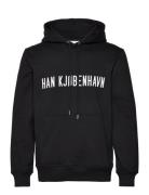 Hk Logo Regular Hoodie Designers Sweatshirts & Hoodies Hoodies Black HAN Kjøbenhavn