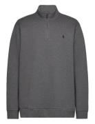 Double-Knit Mesh Quarter-Zip Pullover Tops Knitwear Half Zip Jumpers Grey Polo Ralph Lauren