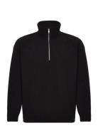Relaxed Fleece Troyer Tops Sweatshirts & Hoodies Fleeces & Midlayers Black Tom Tailor