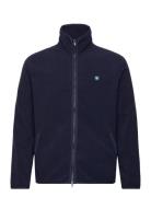 Jay Patch Zip Fleece Tops Sweatshirts & Hoodies Fleeces & Midlayers Navy Double A By Wood Wood