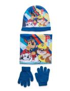 Set 3 Pcs Bonnet+Collar+Gloves Accessories Headwear Hats Beanie Blue Paw Patrol