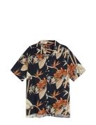 Elio Tropical Print Reg Shirt Designers Shirts Short-sleeved Navy J. Lindeberg