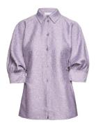 Raphael - Lace Texture Tops Shirts Short-sleeved Purple Day Birger Et Mikkelsen