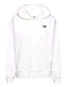 Tjw Rlx Xs Badge Zip Trhu Tops Sweatshirts & Hoodies Hoodies White Tommy Jeans