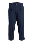 Jpstbill Jjdave Linen Blend Tap. Crop Bottoms Trousers Casual Navy Jack & J S