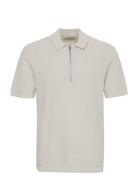 Cfkarl Ss Structured Polo Knit Tops Knitwear Short Sleeve Knitted Polos Cream Casual Friday