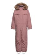 Coverall W. Fake Fur Outerwear Coveralls Snow-ski Coveralls & Sets Pink Color Kids