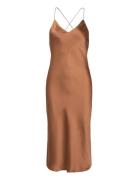 Charmeuse Slip Dress Designers Knee-length & Midi Brown Lauren Ralph Lauren