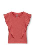 Kmgnella S/L Ruffle Top Jrs Tops T-shirts Sleeveless Coral Kids Only