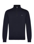 Clay Cotton Half-Zip Sweater Tops Knitwear Half Zip Jumpers Navy Lexington Clothing