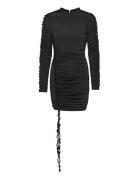 Slinky Mini Ruffle Dress Designers Short Dress Black ROTATE Birger Christensen