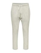 Onslinus Crop 0136 Stripe Linen Pant Bottoms Trousers Casual Cream ONLY & SONS