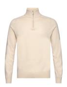 Bs Knud Regular Fit Knitwear Tops Knitwear Half Zip Jumpers Cream Bruun & Stengade