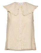 Striped Over D Collar Sleeveless Shirt Tops Blouses Sleeveless Cream Bobo Choses