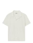 Texture Short Sleeve Shirt Tops Knitwear Short Sleeve Knitted Polos Cream Pompeii