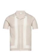 Hco. Guys Sweaters Tops Knitwear Short Sleeve Knitted Polos Beige Hollister