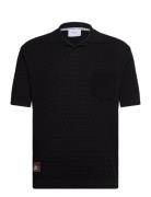 Blackjack Negroni Polo Tops Knitwear Short Sleeve Knitted Polos Black Percival