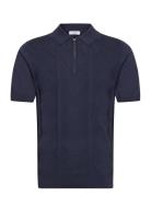 Tropic Tops Knitwear Short Sleeve Knitted Polos Blue Reiss