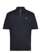 Textured Stripe Polo Shirt Tops Knitwear Short Sleeve Knitted Polos Navy Lyle & Scott