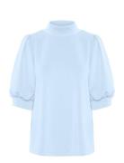 21 The Puff Blouse Tops Blouses Short-sleeved Blue My Essential Wardrobe